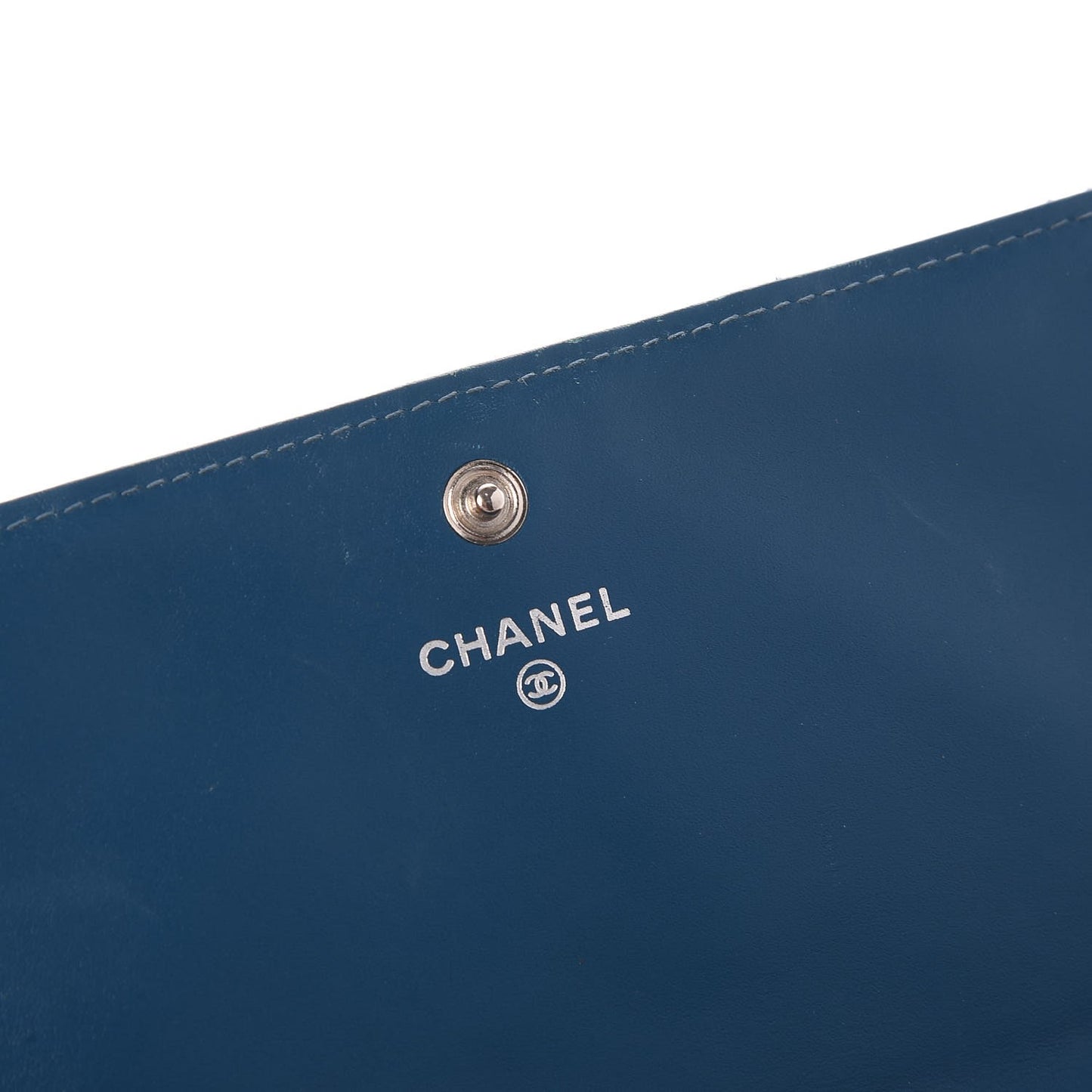 Calfskin Quilted Large Diamond CC Flap Wallet Navy