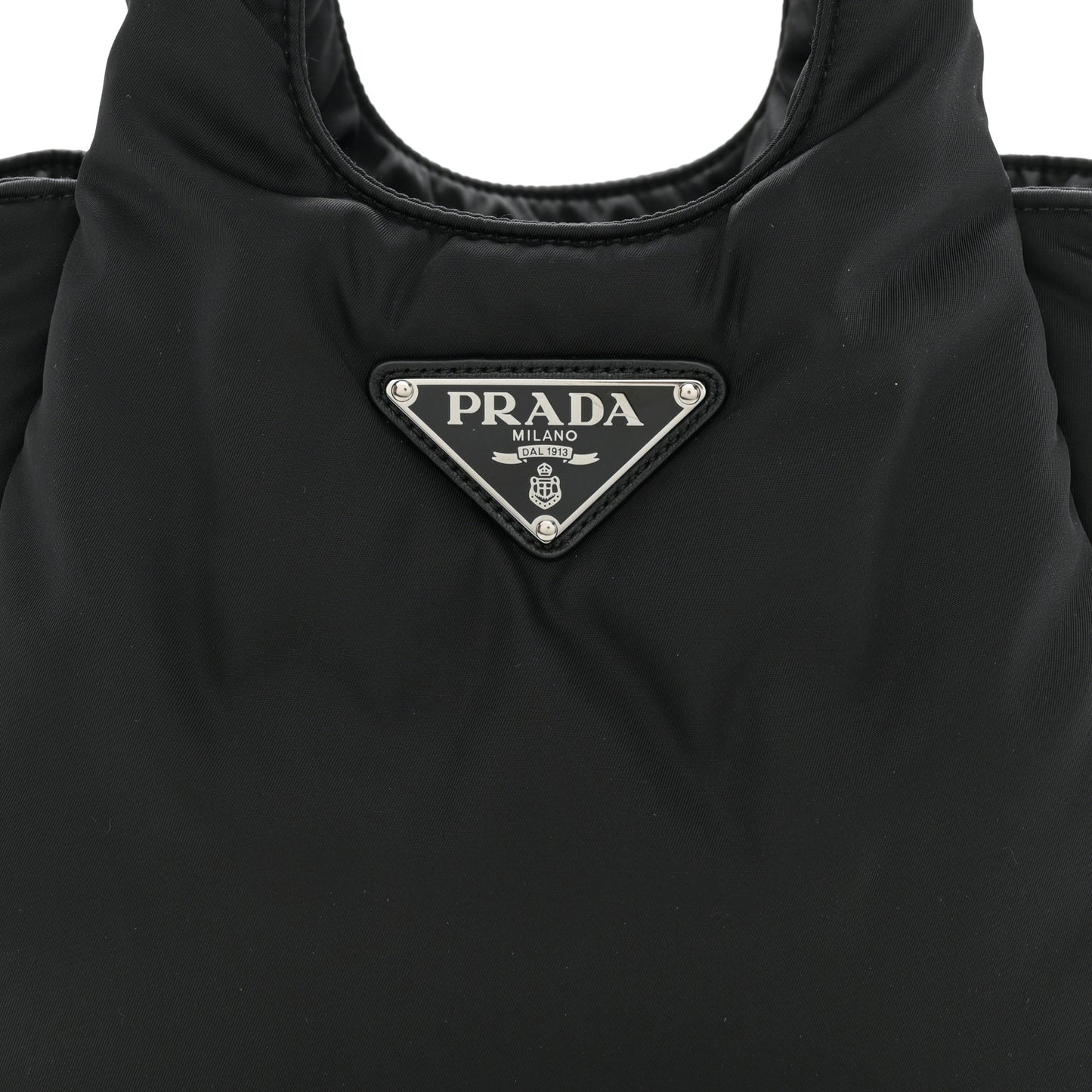Re-Nylon Soft Padded Small Double Handled Shoulder Bag Black