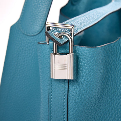 Hermes Taurillon Clemence Picotin Lock 26 GM Turquoise 7 of 7