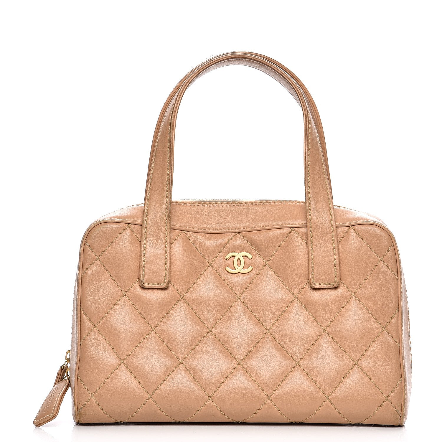 Chanel Lambskin Surpique Shoulder Bag Beige 1 of 21