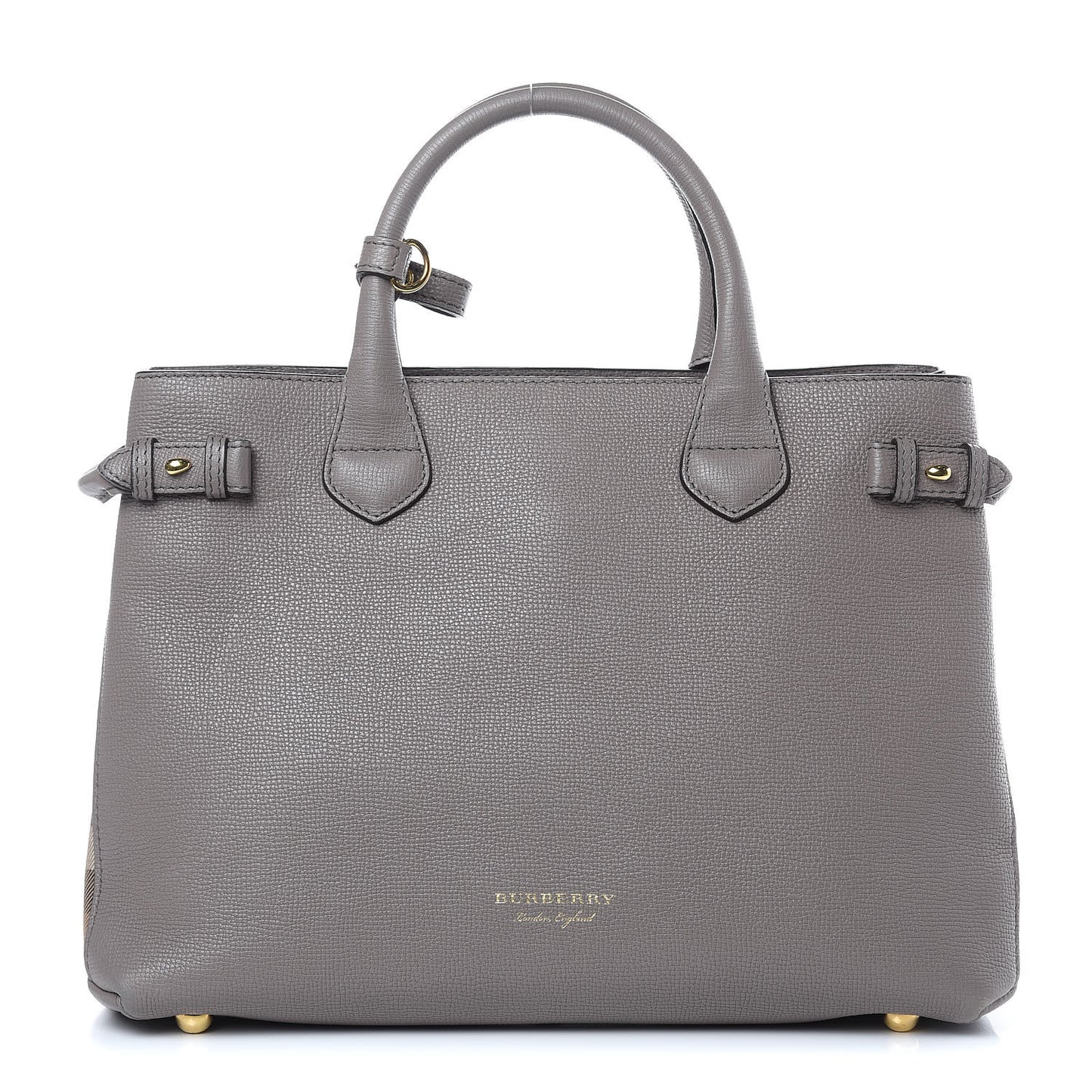 Derby Calfskin House Check Medium Banner Tote Thistle Grey