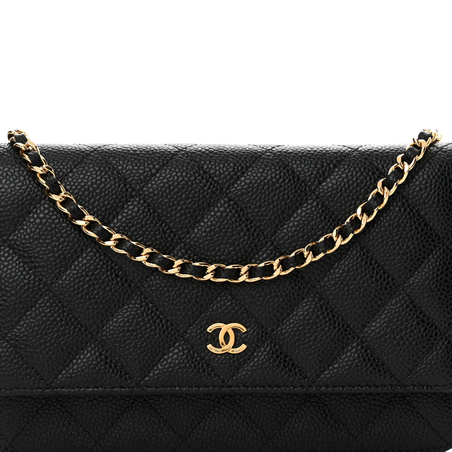 Caviar Quilted Wallet on Chain WOC Black