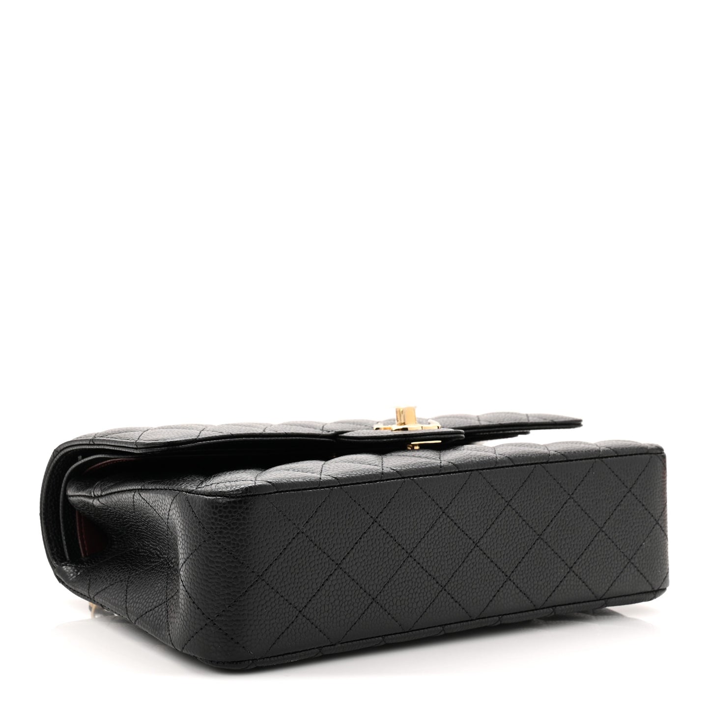 Caviar Quilted Medium Double Flap Black