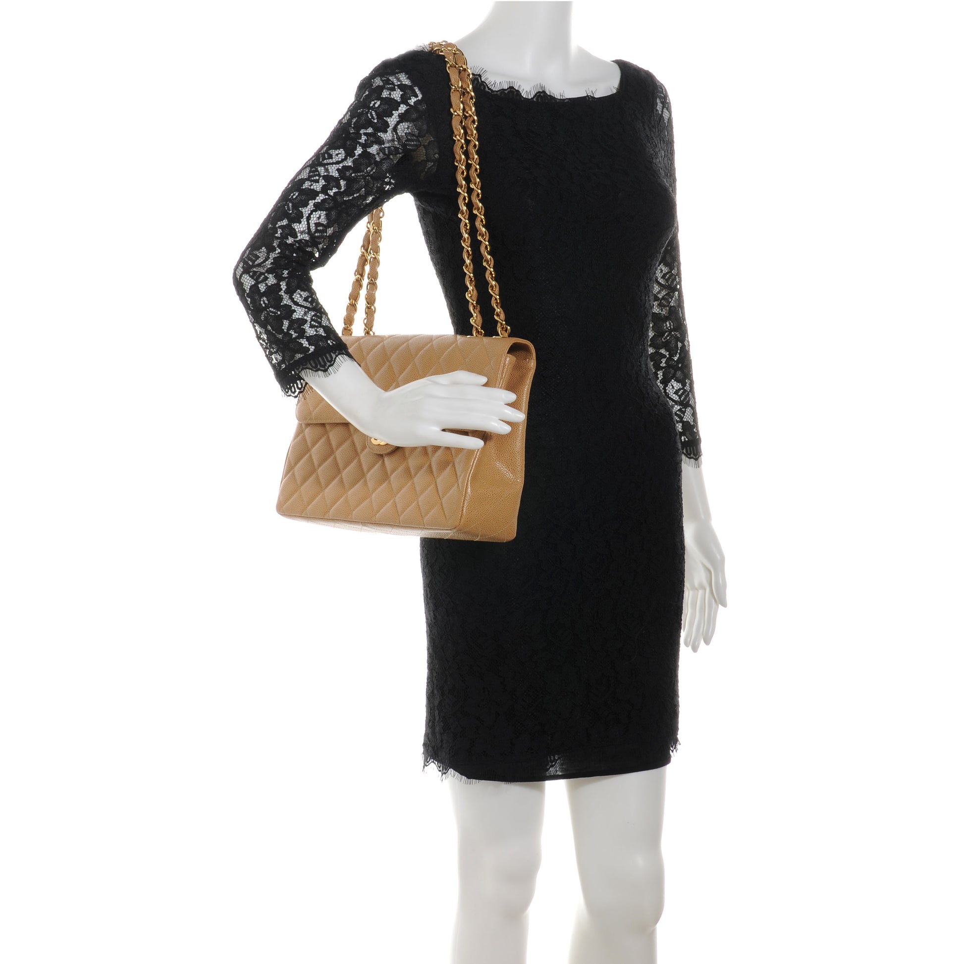 Chanel Caviar Jumbo Single Flap Beige 2 of 8