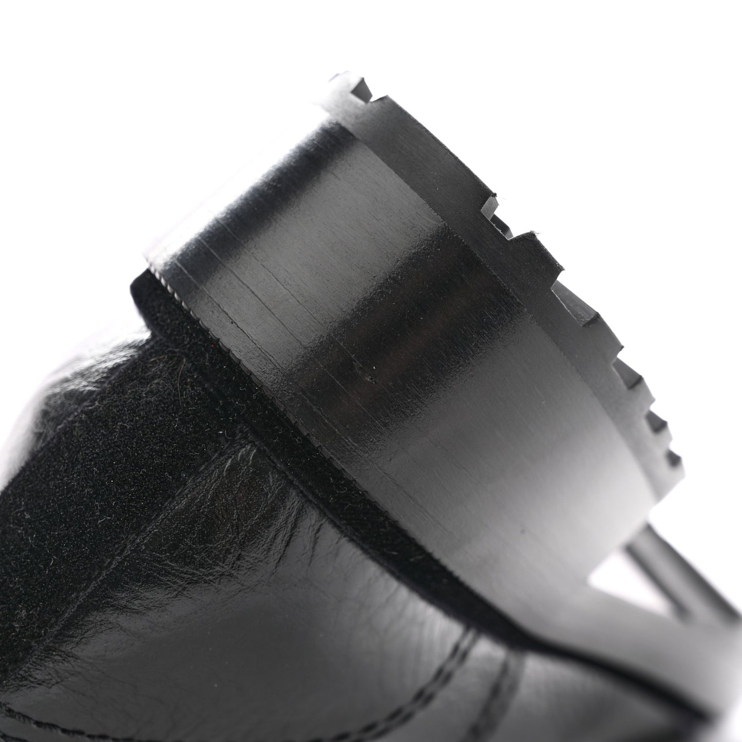 Shiny Calfskin Velvet Pearl Combat Short Boots 38 Black