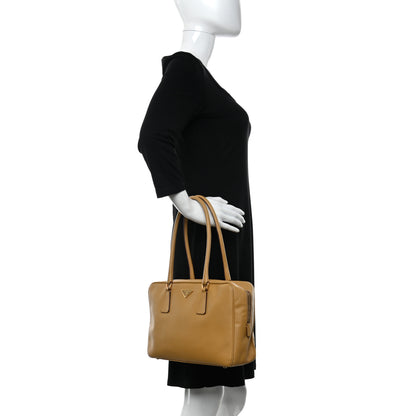 Prada Saffiano Lux Bowler Caramel 2 of 17