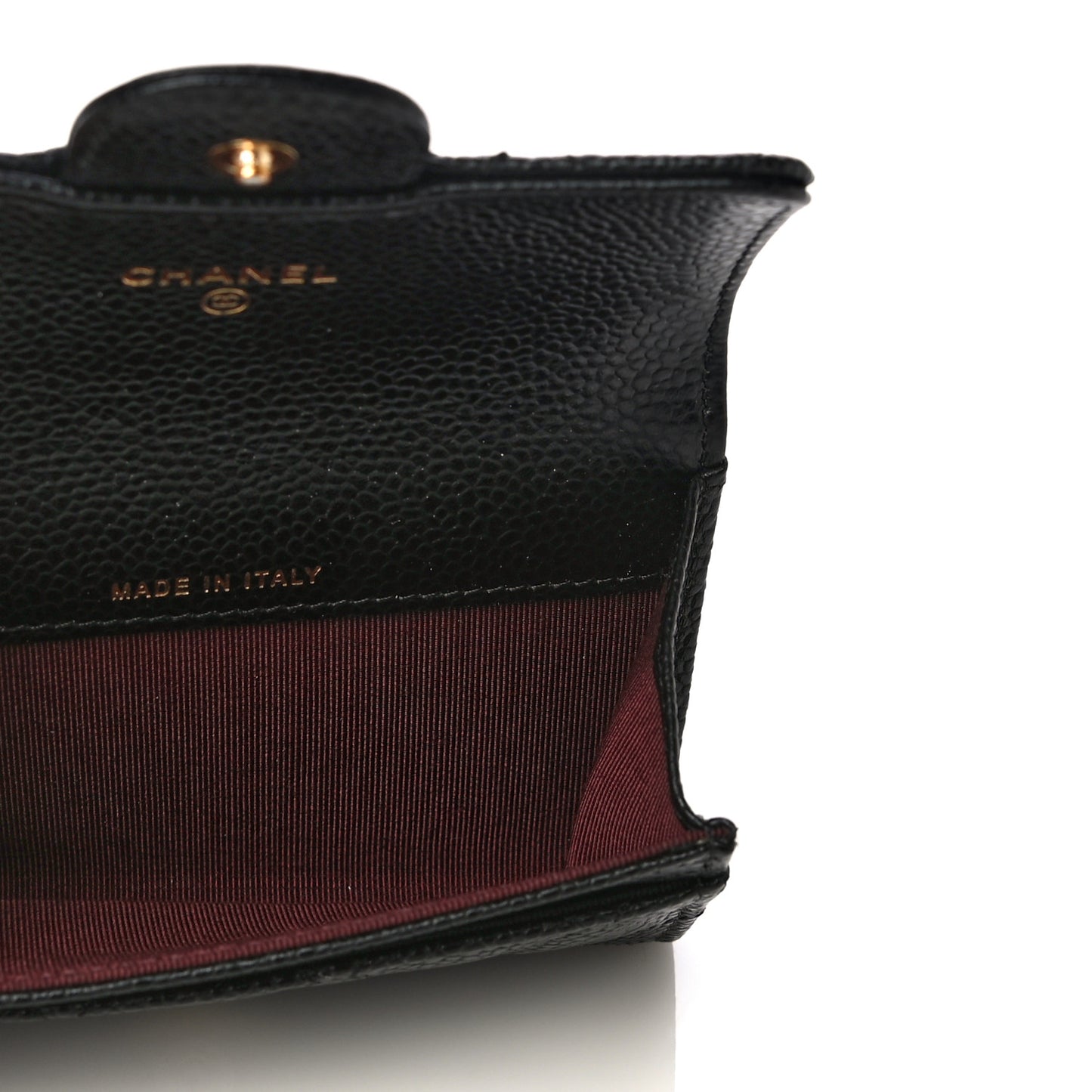 Caviar Quilted Flap Card Holder Black