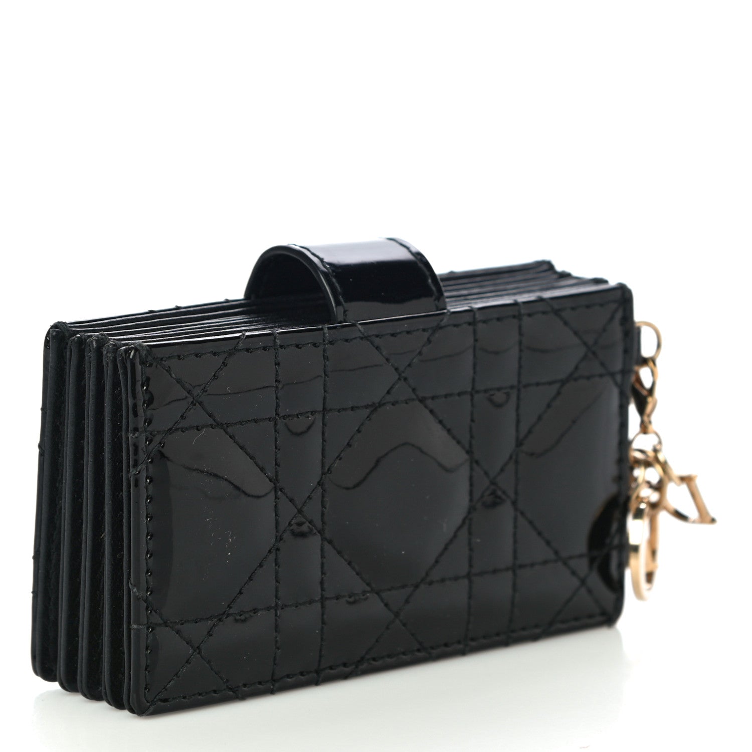 Christian Dior Patent Cannage Lady Dior 5-Gusset Card Holder Black 3 of 10