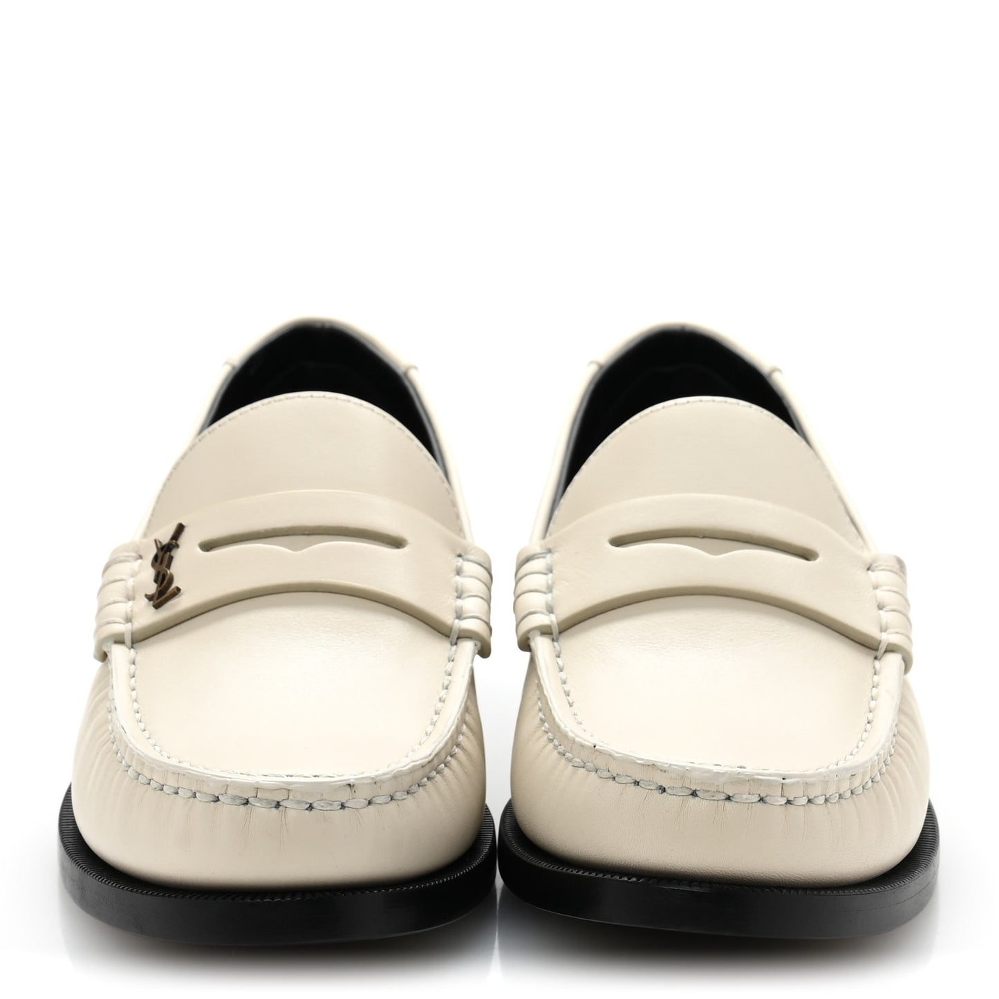 Calfskin Penny Loafers 36.5 Pearl