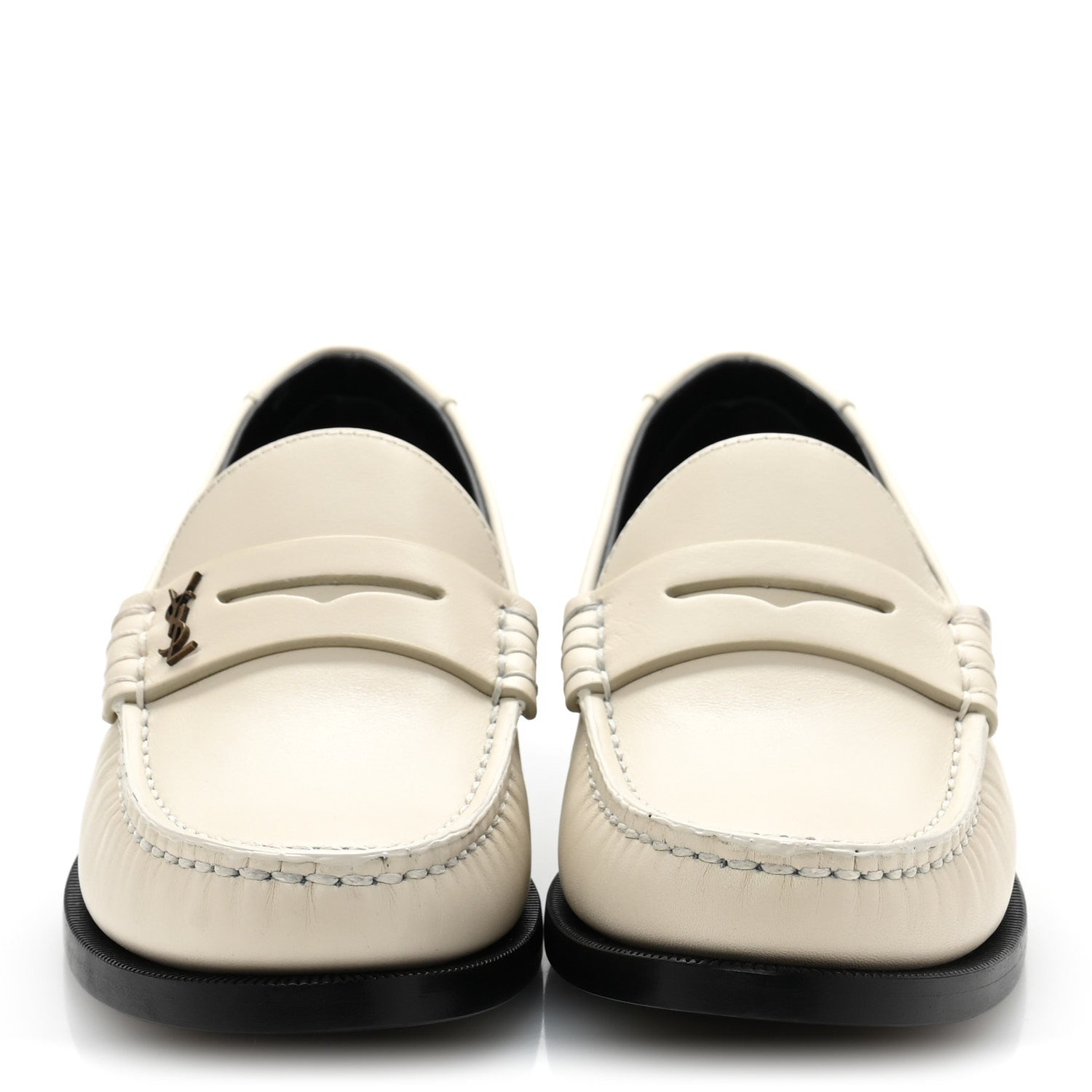 Saint Laurent Calfskin Penny Loafers 36.5 Pearl 3 of 10