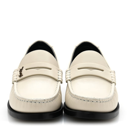 Saint Laurent Calfskin Penny Loafers 36.5 Pearl 3 of 10