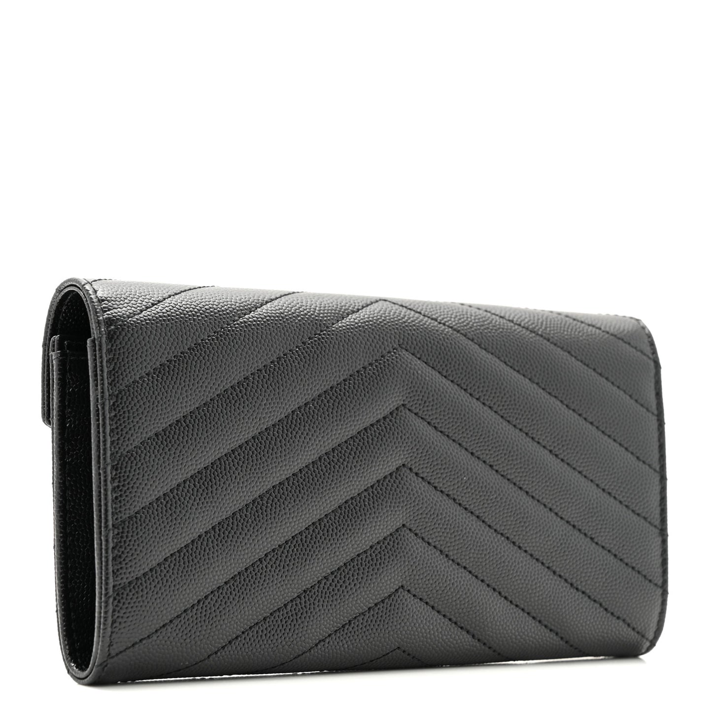 Grain De Poudre Matelasse Chevron Monogram Flap Wallet Black