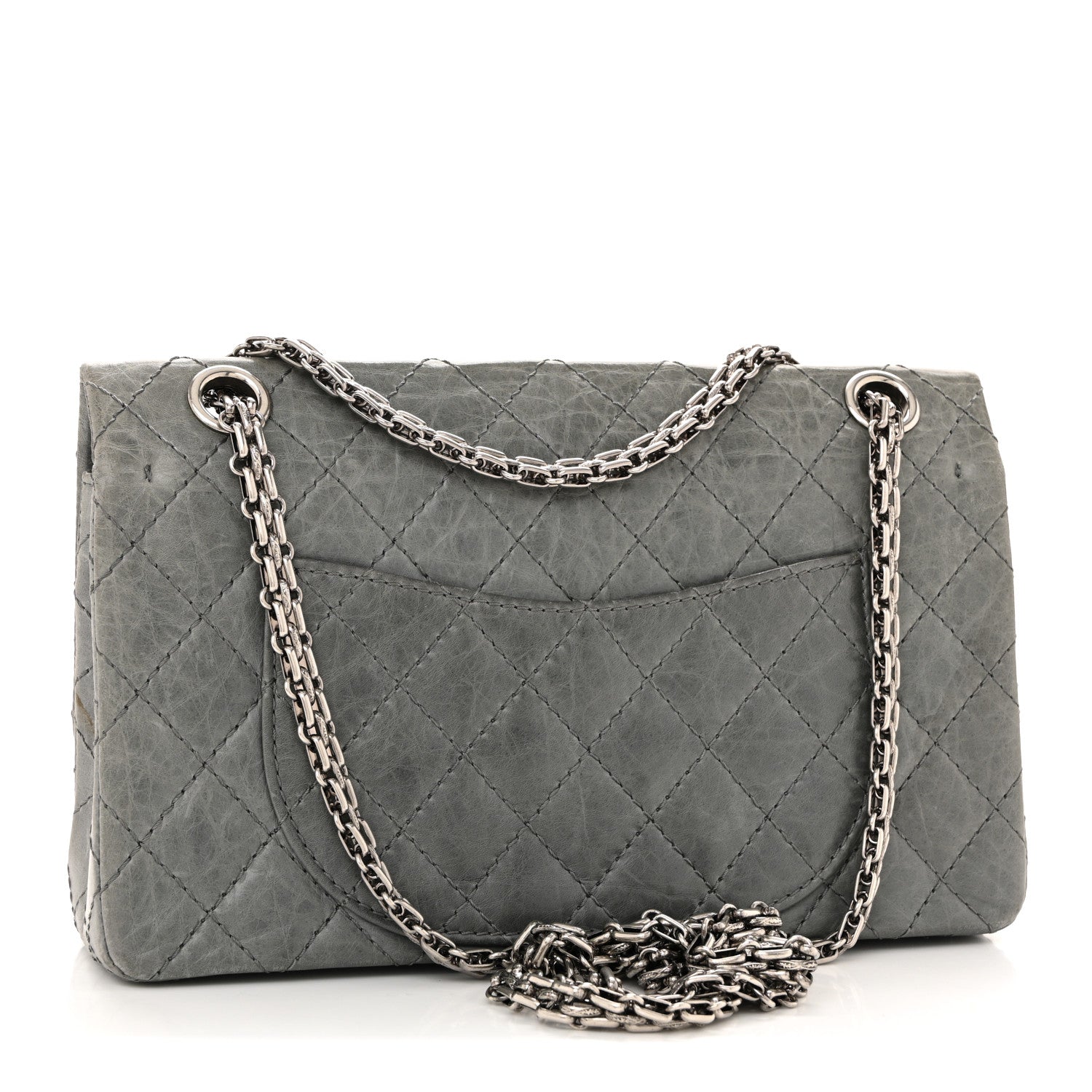 Chanel Aged Calfskin Quilted 50th Anniversary 2.55 Reissue Flap 225 Grey 3 of 14