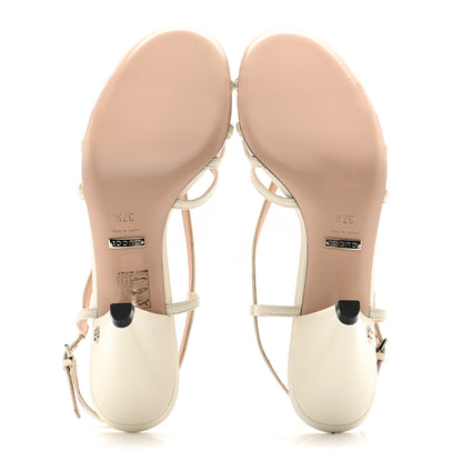 Gucci Malaga Kid Zumi Mid Heel Slide Sandals 37.5 Dusty White 7 of 9