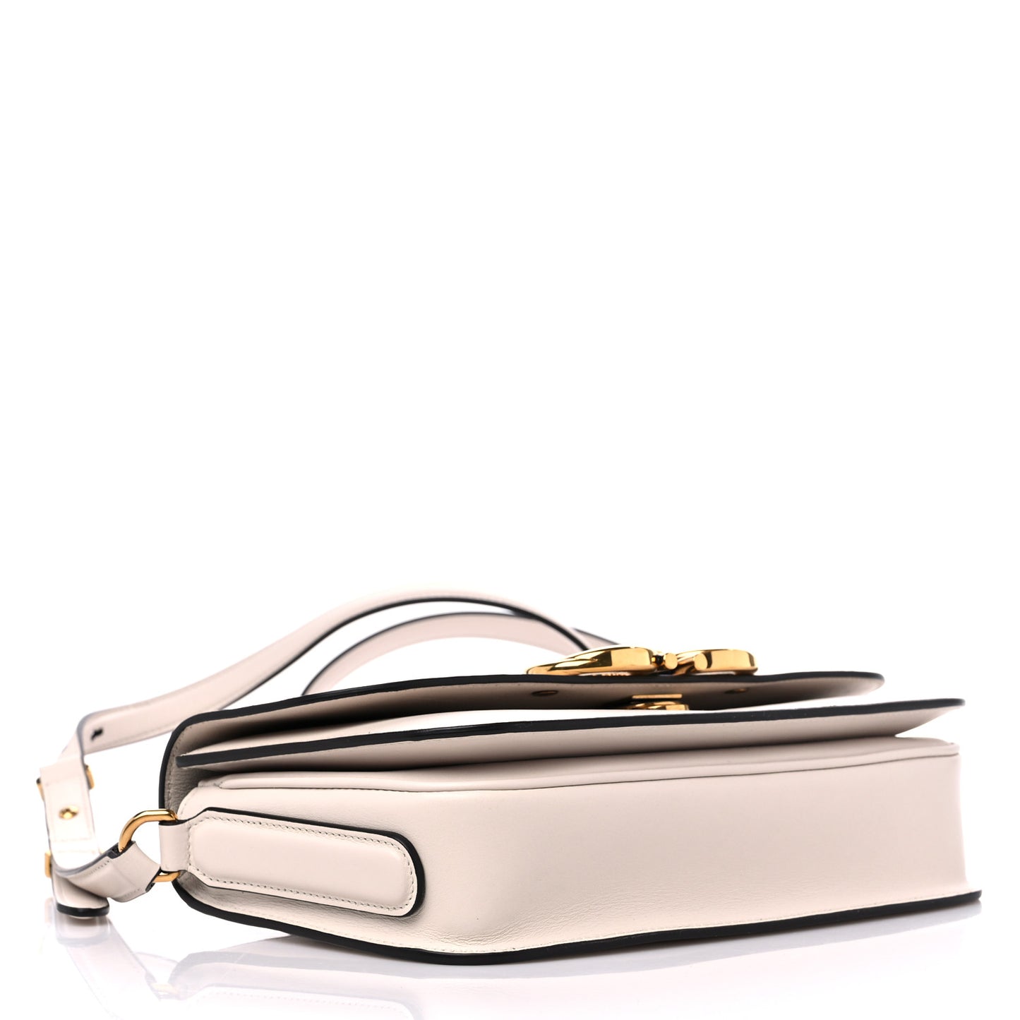 Calfskin Small Trapezio Crossbody White