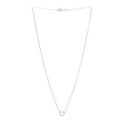 Tiffany 18K White Gold Diamond Metro Heart Pendant Necklace 3 of 5
