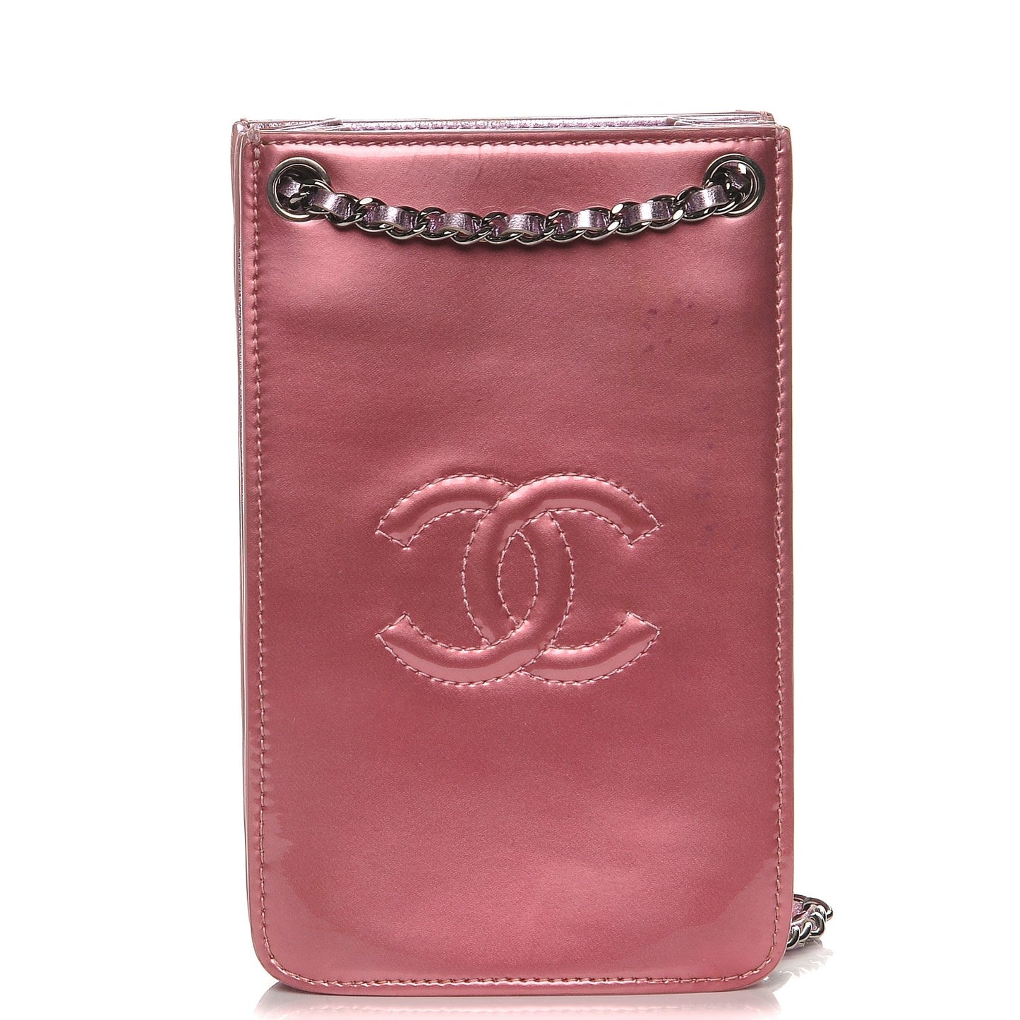 Patent Crossbody CC Phone Holder Pink