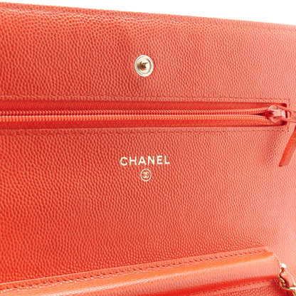 Chanel Caviar Quilted Wallet on Chain WOC Red 6 of 12