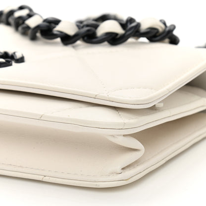 Chanel Glossy Calfskin Quilted Chanel 19 Wallet On Chain WOC White Black 11 of 12