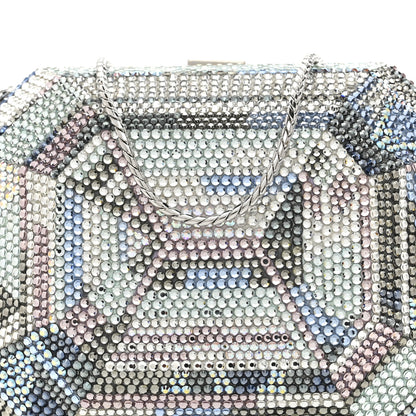 Judith Leiber Swarovski Crystal Minaudiere Clutch Silver Multicolor 8 of 10
