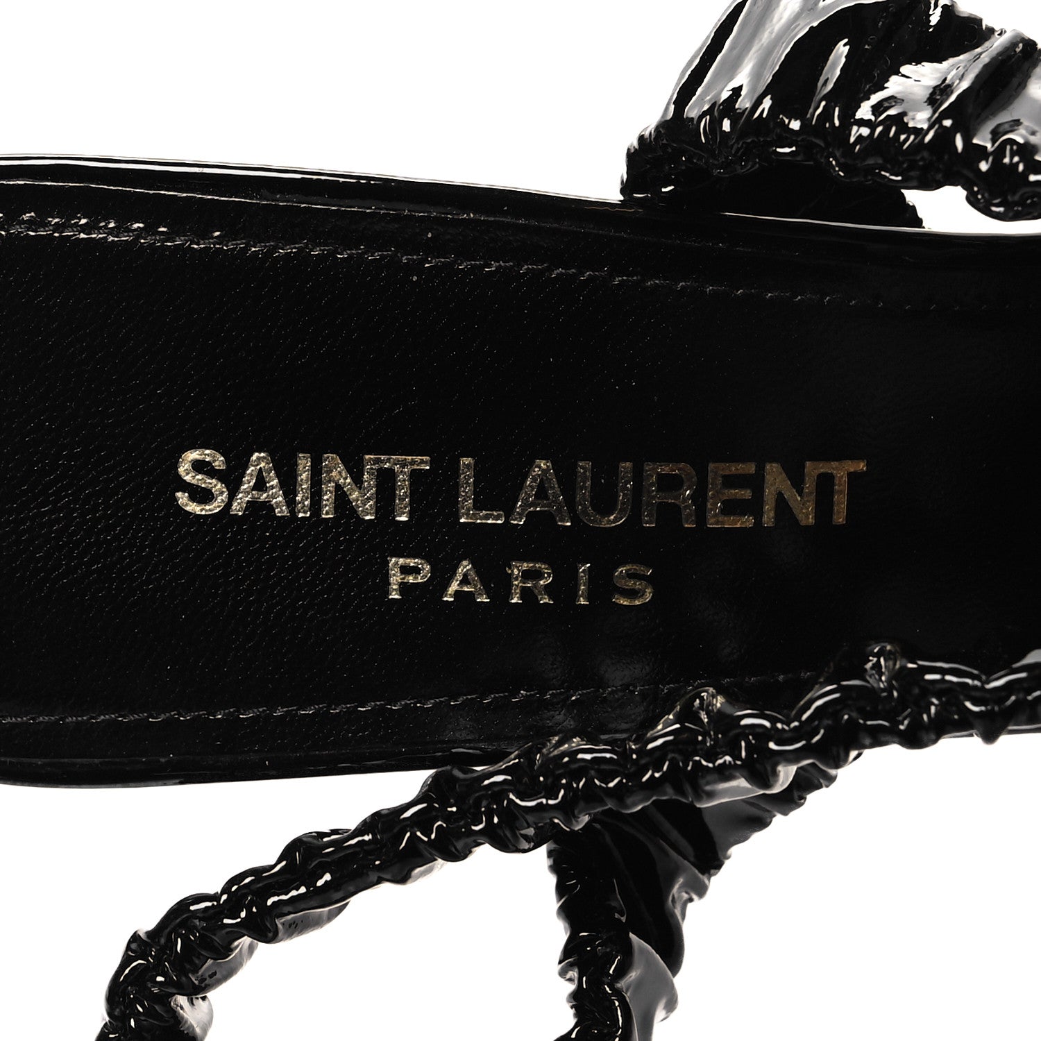 Saint Laurent Patent Freja 105 Flower Ankle Pumps 37.5 Black 8 of 9
