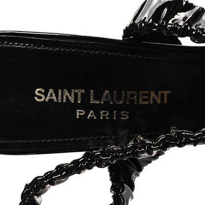 Saint Laurent Patent Freja 105 Flower Ankle Pumps 37.5 Black 8 of 9