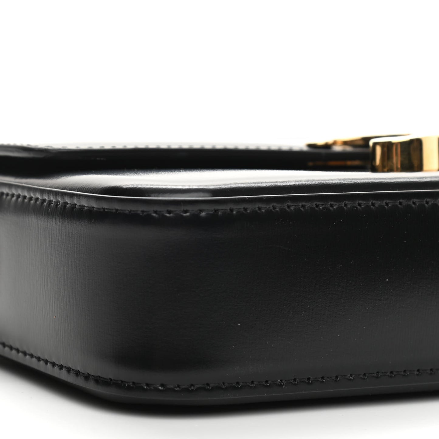 Shiny Calfskin Triomphe Shoulder Bag Black