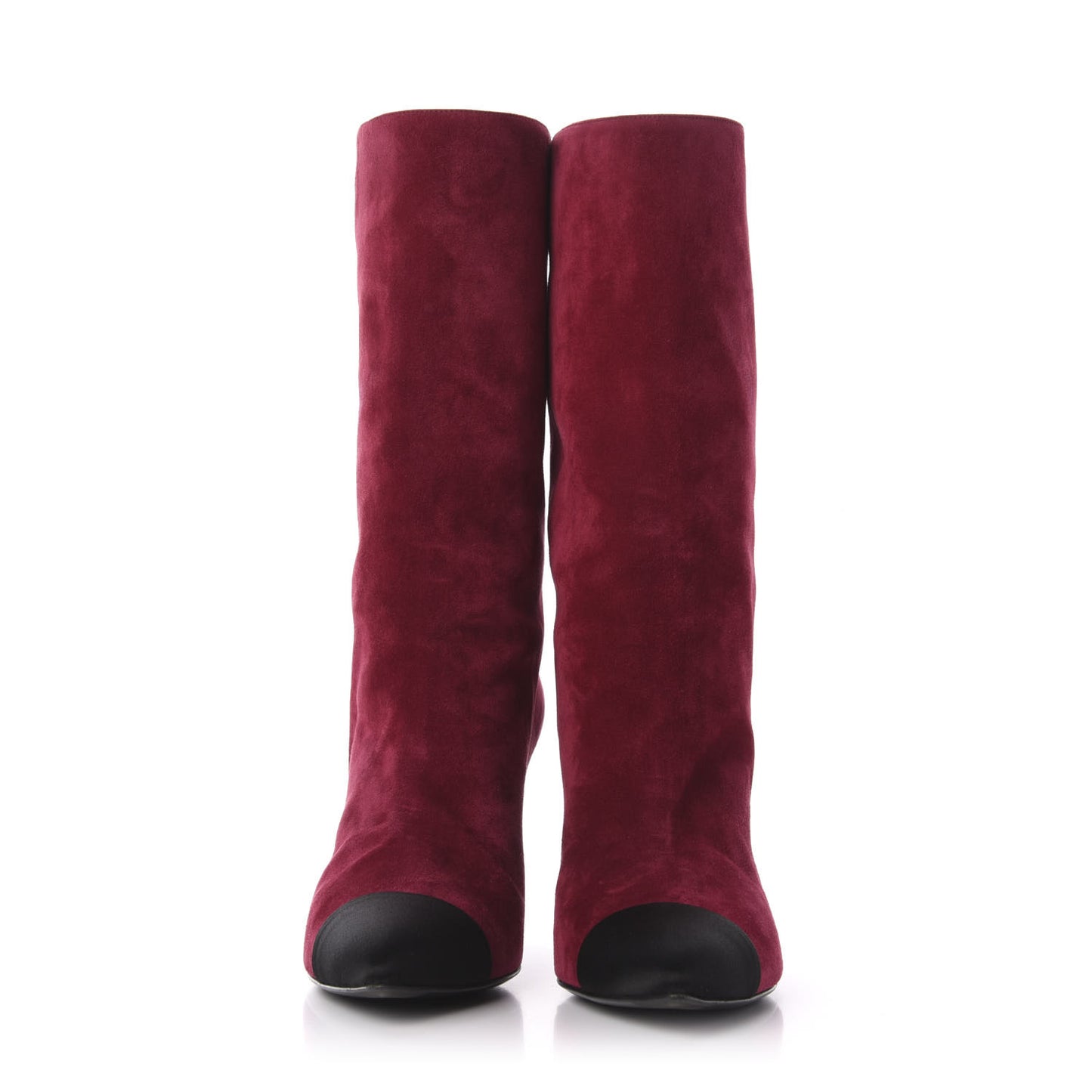 Suede Calfskin Satin Gabrielle Cap Toe Short Boots 40 Burgundy Black