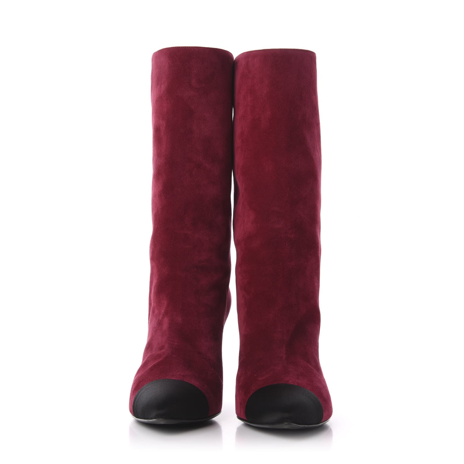 Chanel Suede Calfskin Satin Gabrielle Cap Toe Short Boots 40 Burgundy Black 2 of 10