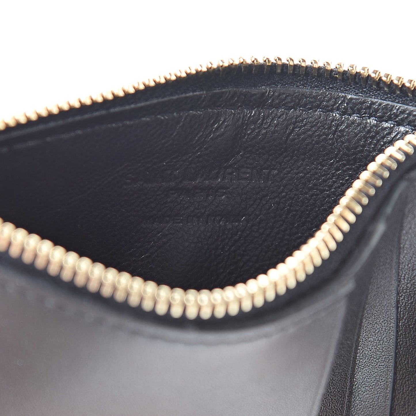 Calfskin 5 Fragments Zip Pouch Card Holder Black