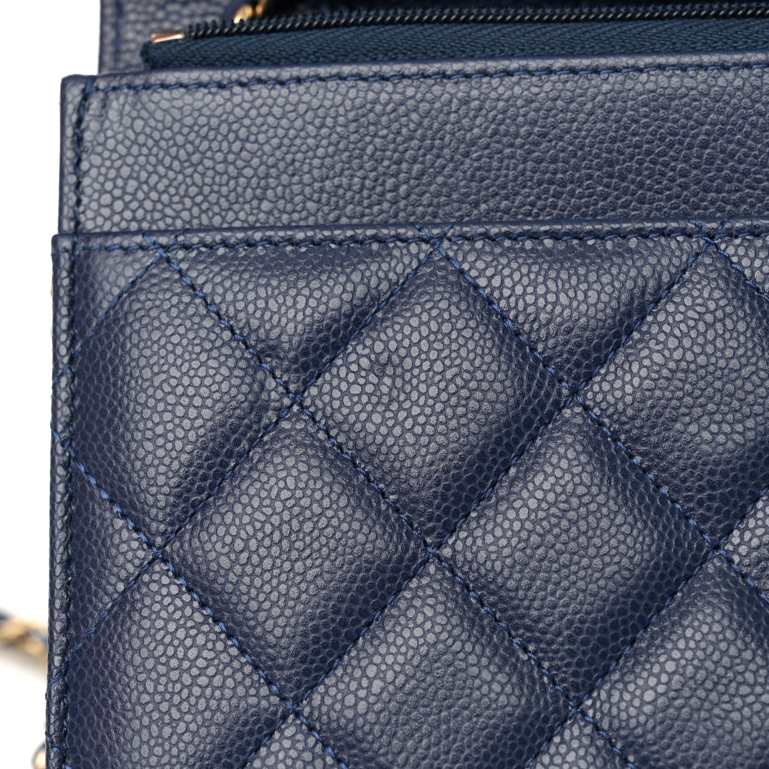 Chanel Caviar Quilted Wallet on Chain WOC Navy Blue 12 of 13