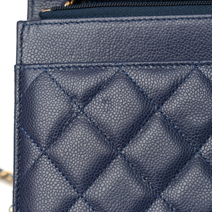 Chanel Caviar Quilted Wallet on Chain WOC Navy Blue 12 of 13