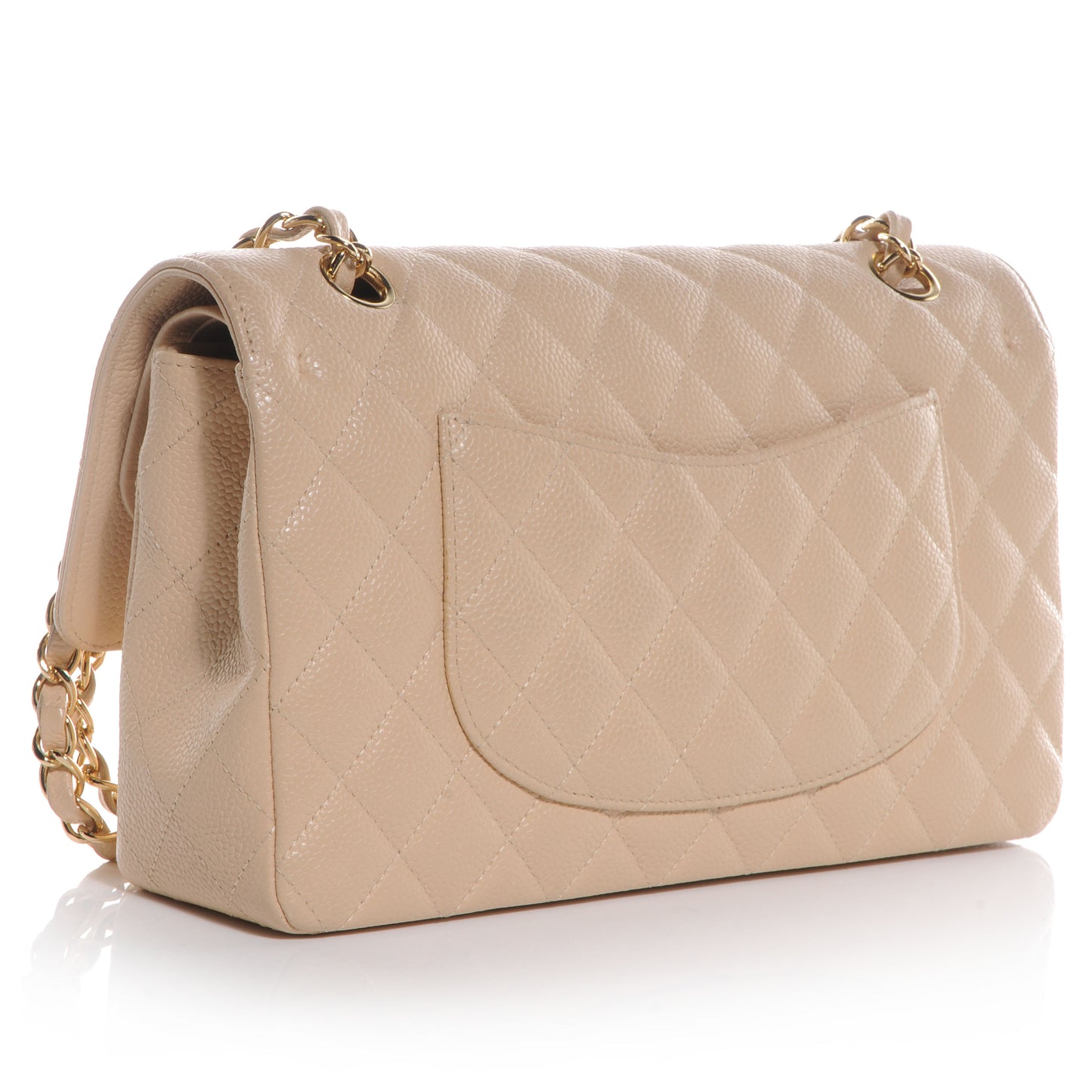 Caviar Quilted Medium Double Flap Beige Clair