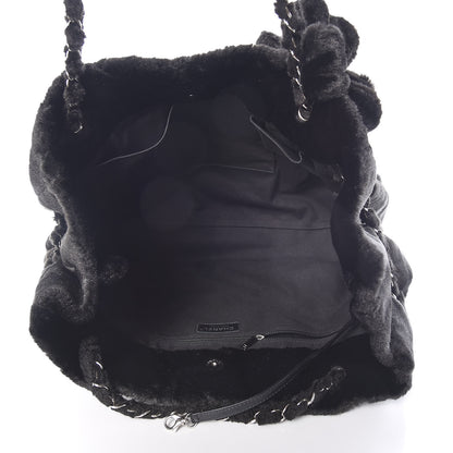 Chanel Fantasy Fur Quilted Camellia Tote Black 5 of 9