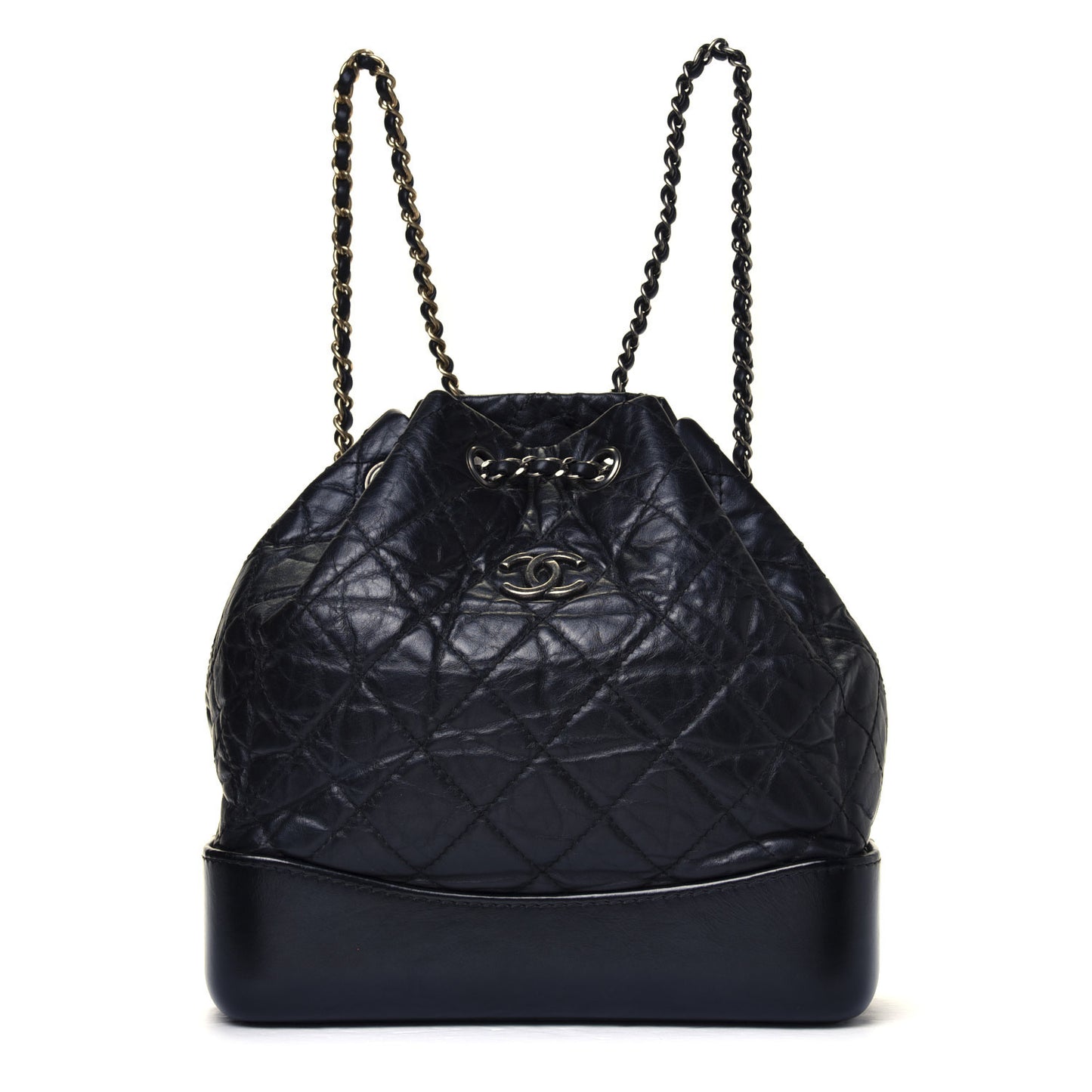 Aged Calfskin Quilted Small Gabrielle Backpack Black