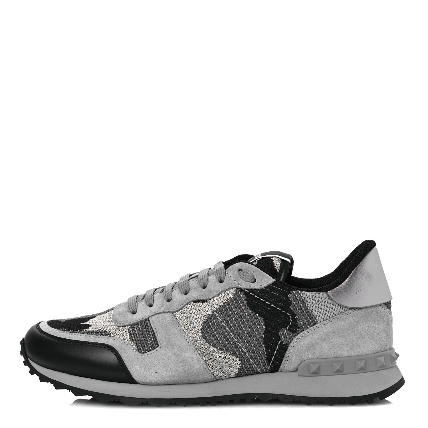 Valentino Garavani Mesh Suede Camouflage Mens Rockrunner Sneakers 43 Grey 1 of 11