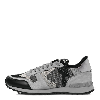 Valentino Garavani Mesh Suede Camouflage Mens Rockrunner Sneakers 43 Grey 1 of 11