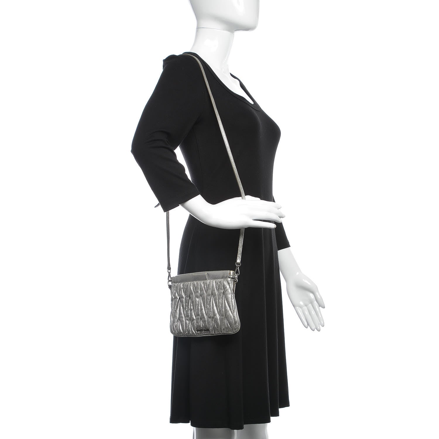 Miu Miu Metallic Nappa Matelasse Clutch Cromo 1 of 14