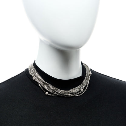 David Yurman Sterling Silver 18 Yellow Gold Diamond Multi Strand Station Necklace 2 of 5