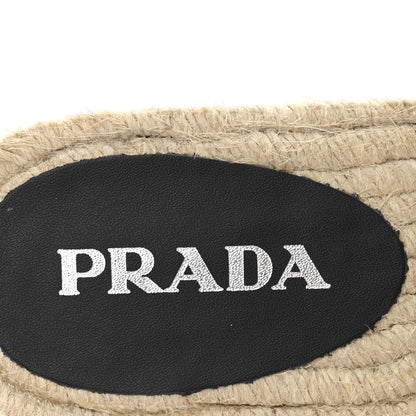 Prada Canvas Gabardine Triangle Logo Espadrilles Sandals 40 Black 8 of 10