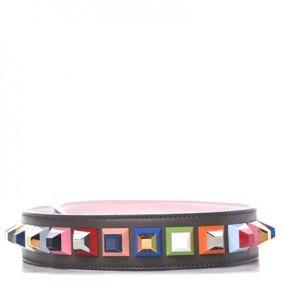 Fendi Vitello Dolce Plexiglass Bi-Color Studded Strap You Carbone Peonia Multicolor 2 of 4