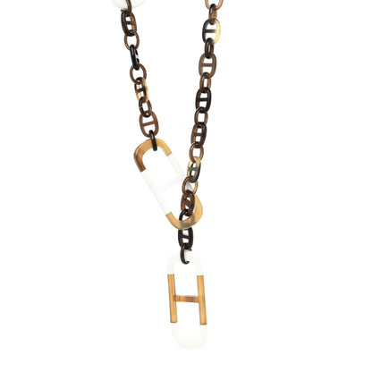 Hermes Buffalo Horn Lacquer Amarres Necklace White 1 of 3