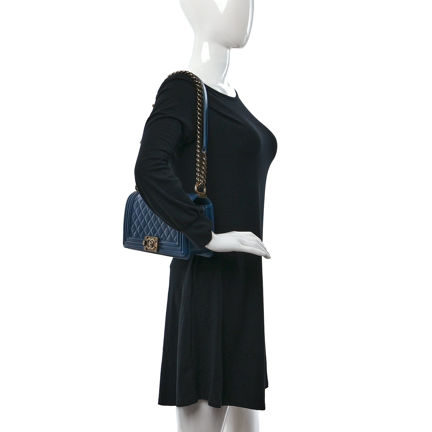 Chanel Glazed Calfskin Quilted Medium Boy Flap Blue 2 of 12