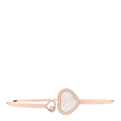 Chopard 18K Rose Gold Diamond Mother of Pearl Pave Happy Hearts Bangle Bracelet 1 of 5