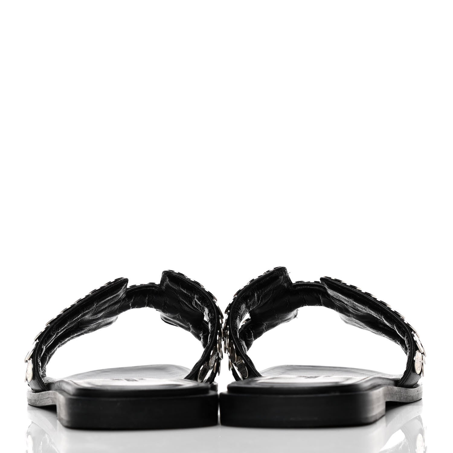 Hermes Box Clou De Selle Oran Sandals 36.5 Black 6 of 10