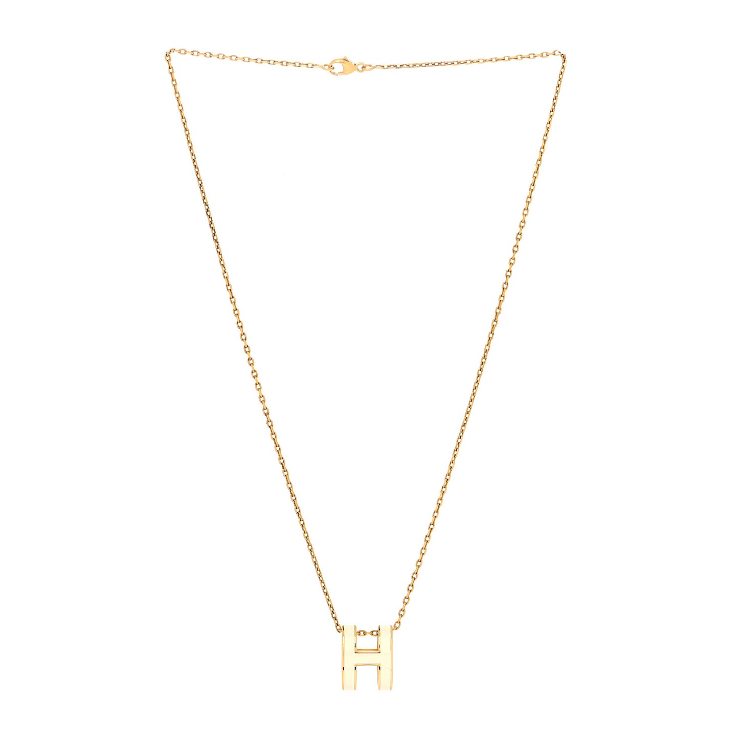 Lacquered Gold Pop H Pendant Necklace White