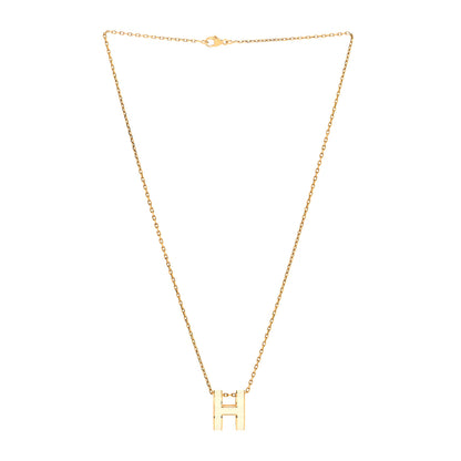 Hermes Lacquered Gold Pop H Pendant Necklace White 3 of 5