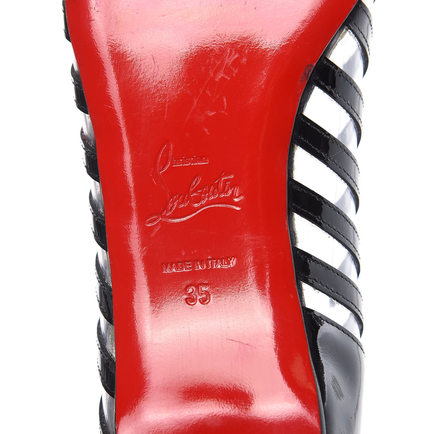 Patent PVC Striped A6 Flats 35 Black