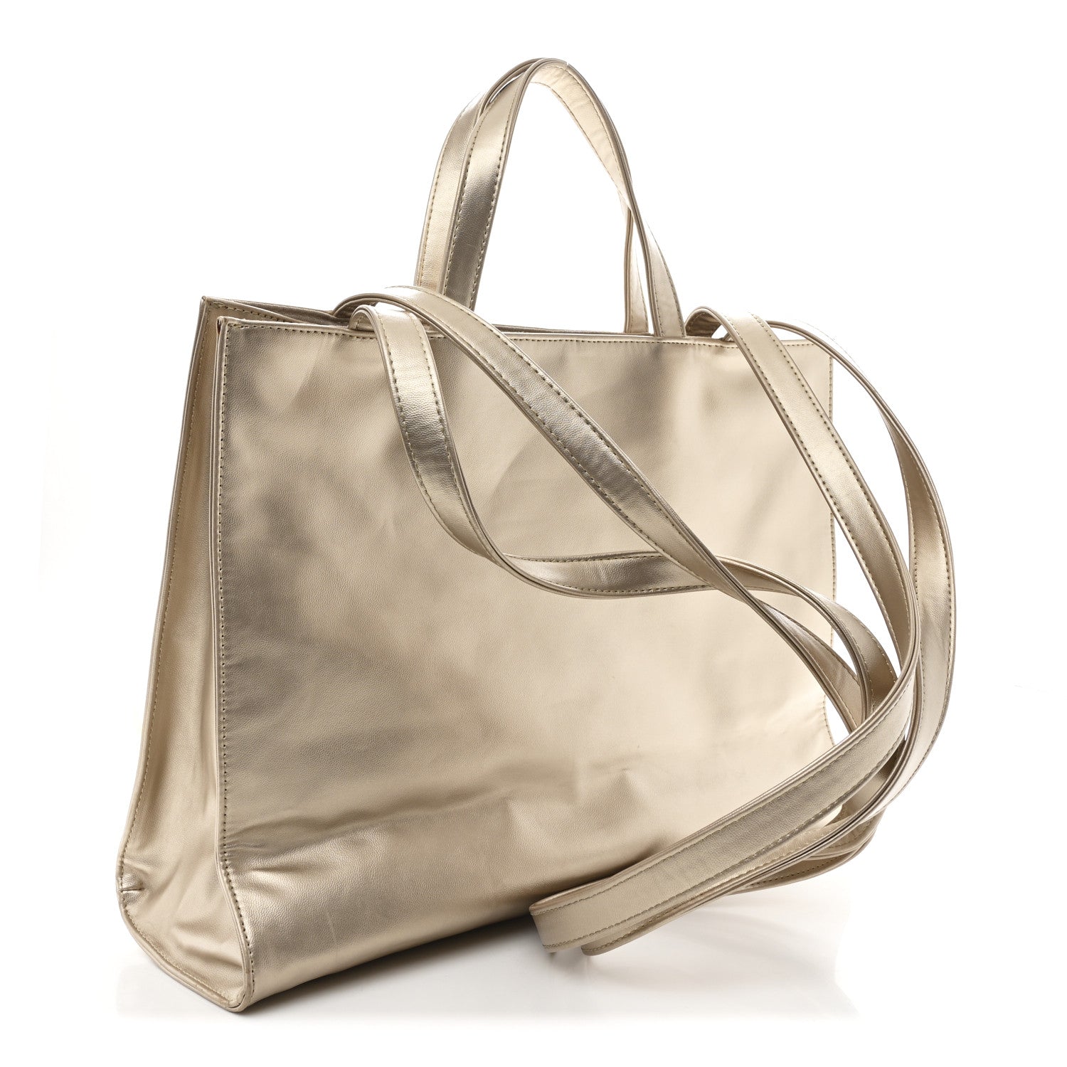 Telfar Metallic Vegan Leather Medium Shopping Bag Gold 3 of 10