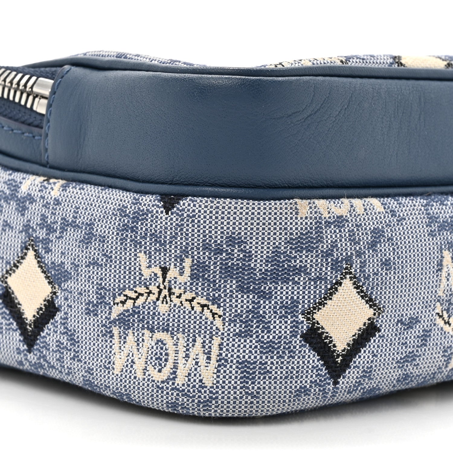 MCM Vintage Jacquard Monogram Small Aren Crossbody Blue 9 of 11